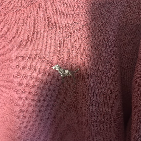 Victorias Secret PINK red white long sleeve sweatshirt top cotton oversized M - Picture 5 of 10